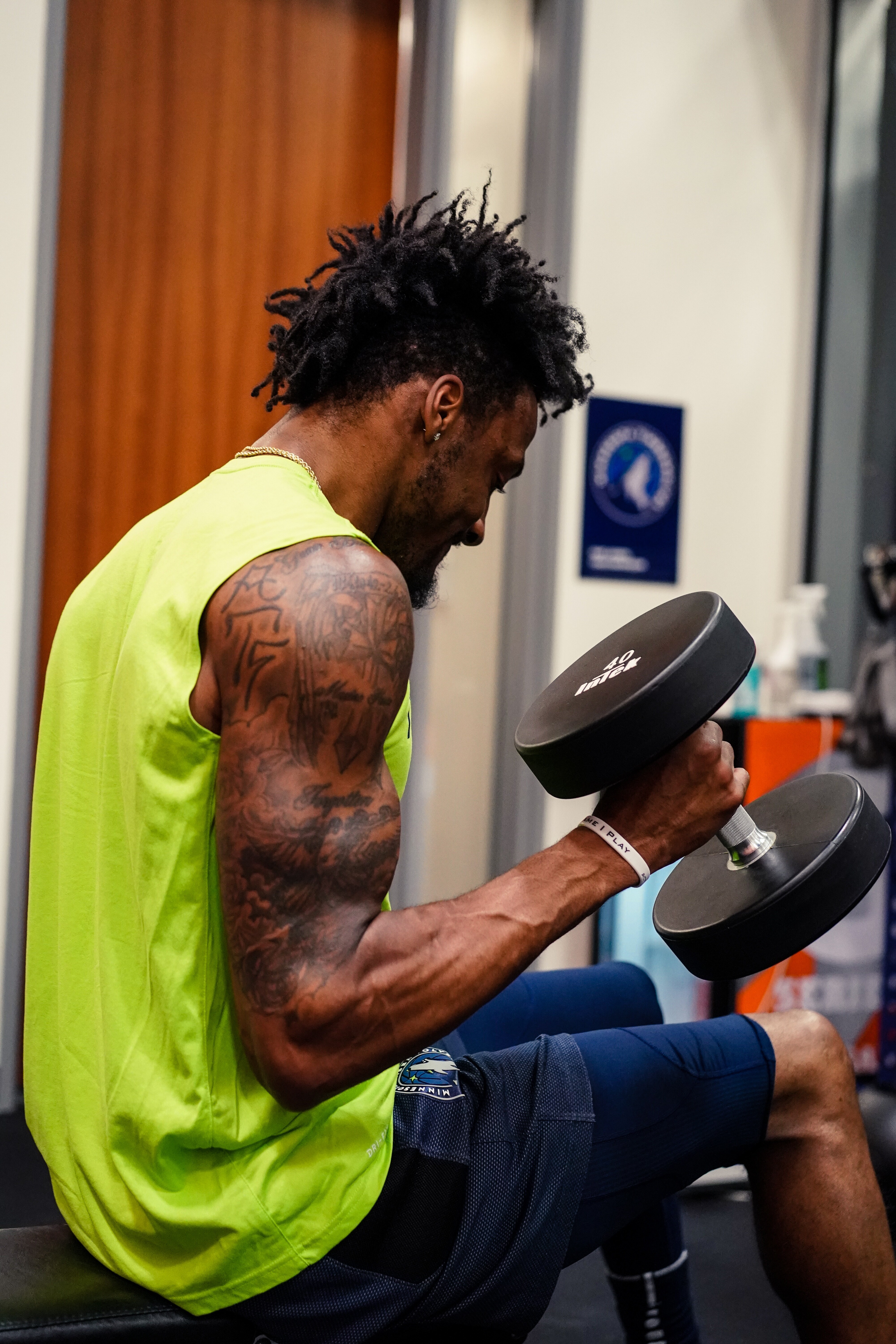 Slideshow-image: Photos from an offseason lift with Timberwolves wings Andrew Wiggins and Robert Covington....