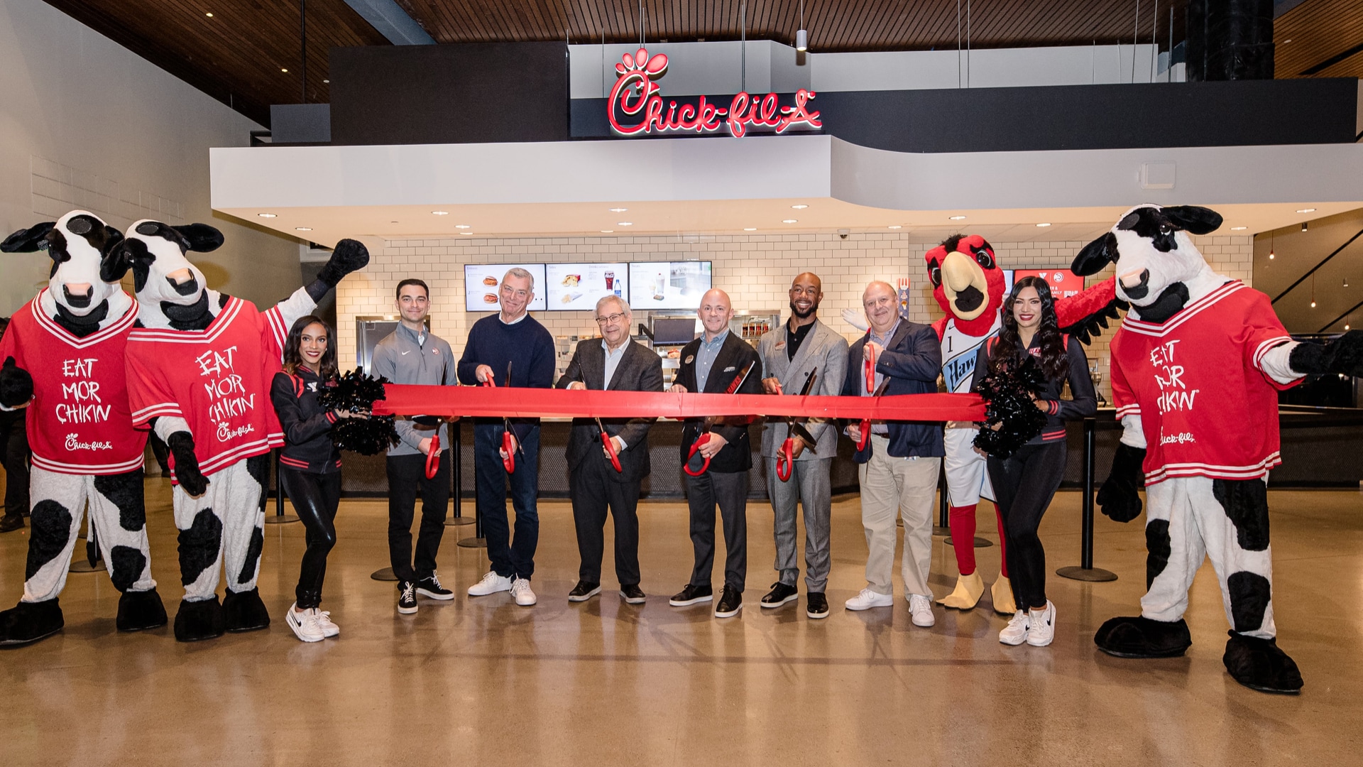 Hawks Celebrate Grand Opening of New Chick-Fil-A Location at State Farm Arena | Atlanta Hawks Hawks Celebrate Grand Opening of New Chick-Fil-A Location at State Farm Arena | Atlanta Hawks