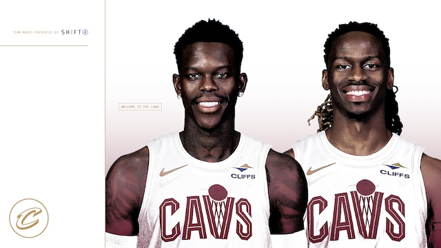 Dennis Schroder in a Cleveland Cavaliers jersey