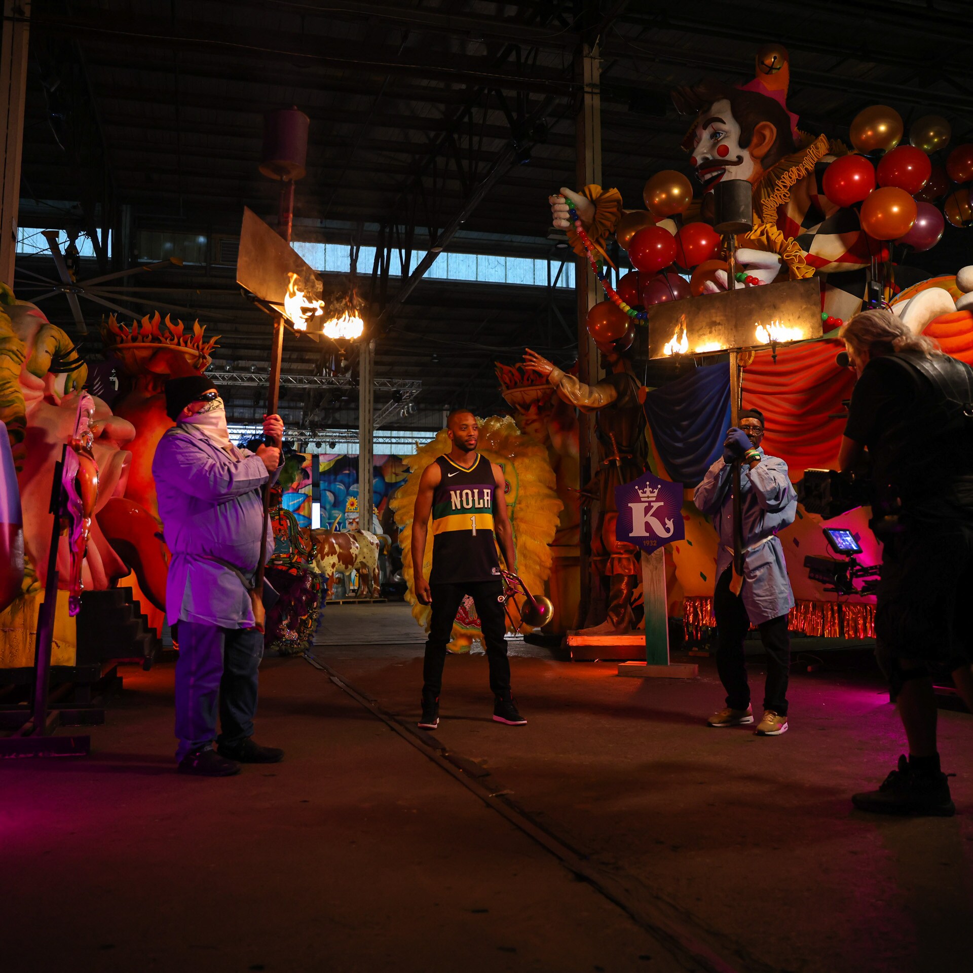 Slideshow-image: Go behind the scenes at the New Orleans Pelicans video shoot with Trombone Shorty to unveil their new 2022-23 Mardi Gras City Edition uniform....