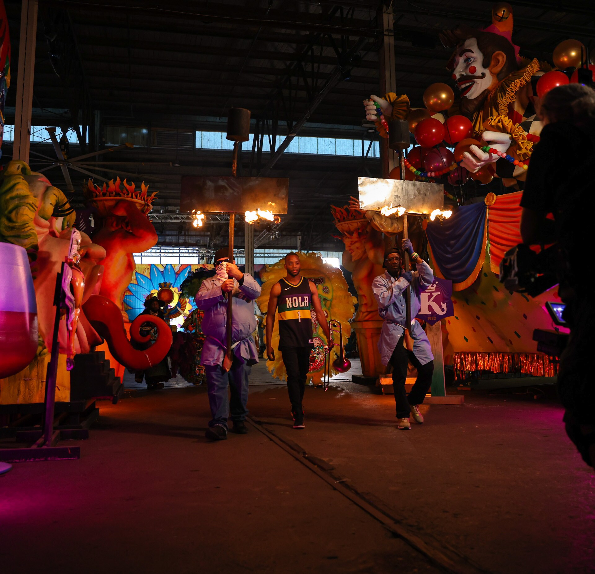 Slideshow-image: Go behind the scenes at the New Orleans Pelicans video shoot with Trombone Shorty to unveil their new 2022-23 Mardi Gras City Edition uniform....