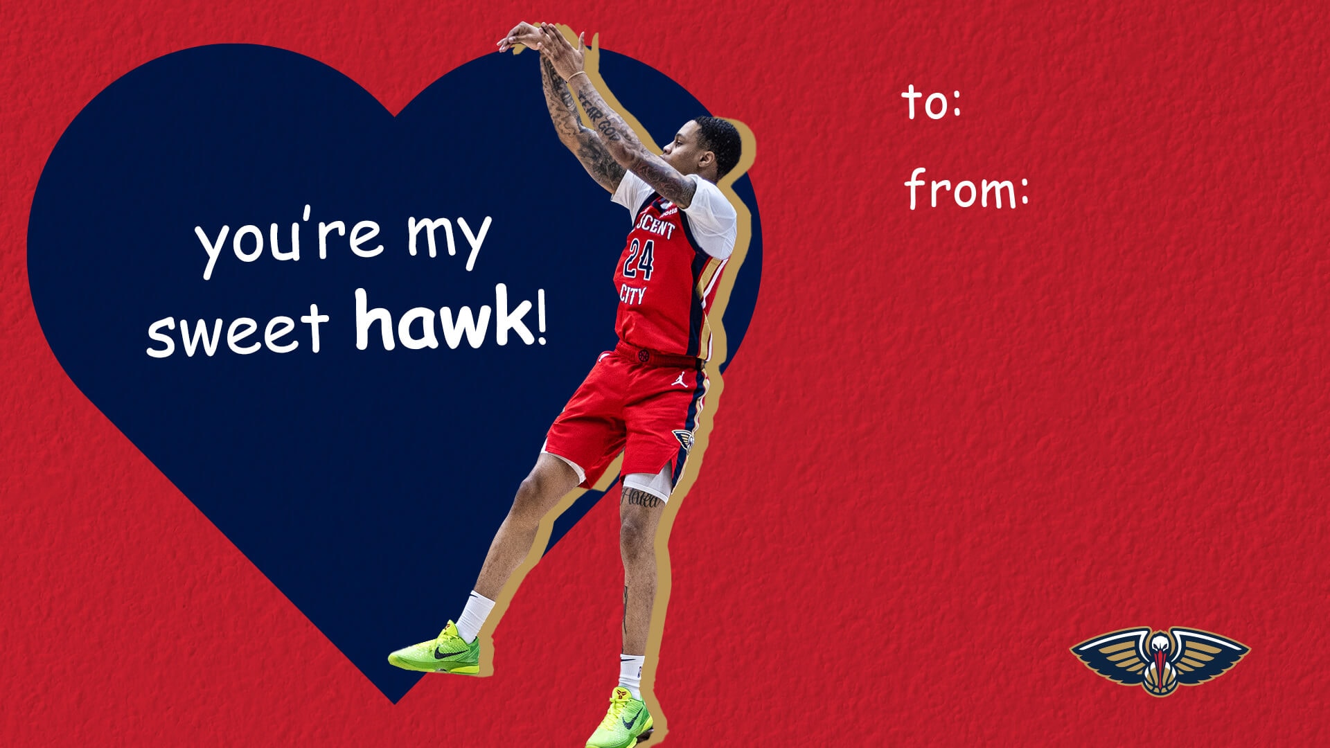 Give loved ones Pelicans-themed Valentines Day cards
