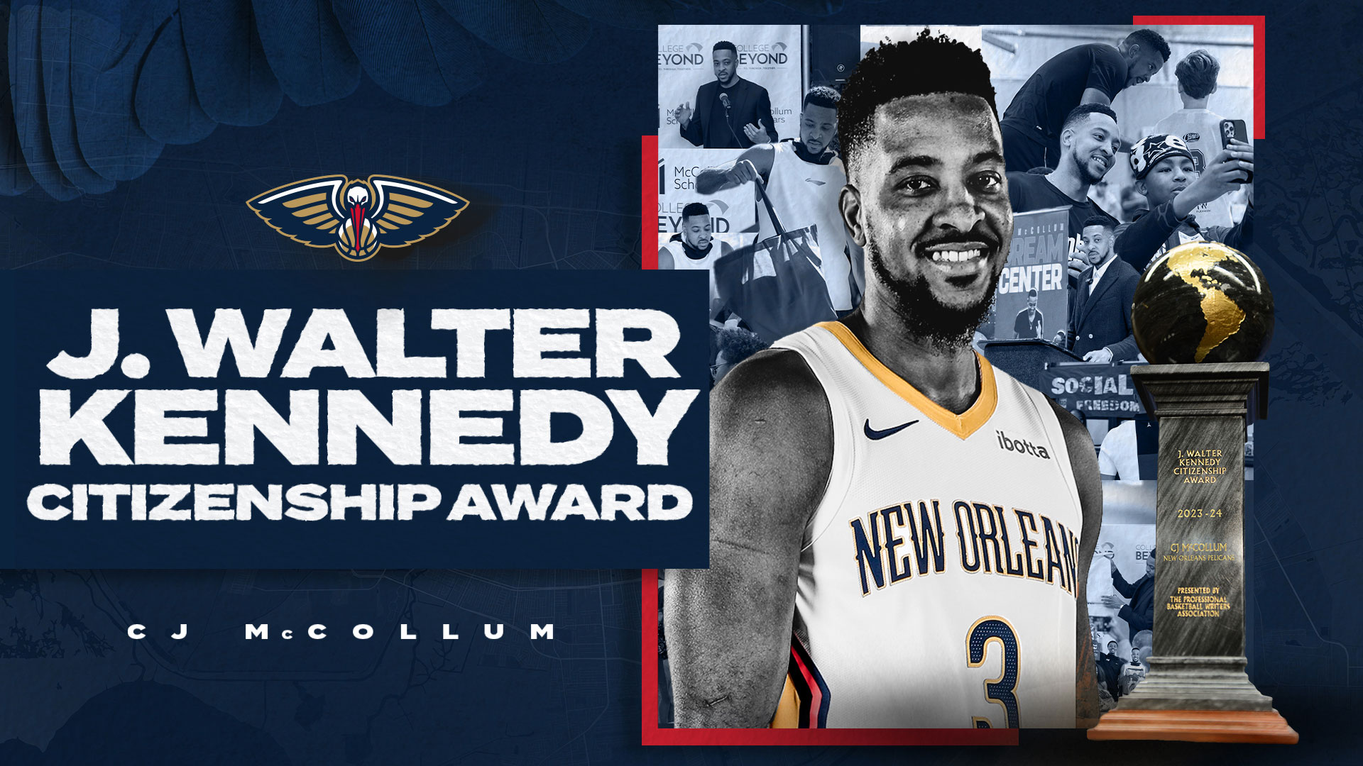 CJ McCollum wins 202324 J. Walter Kennedy Citizenship Award New