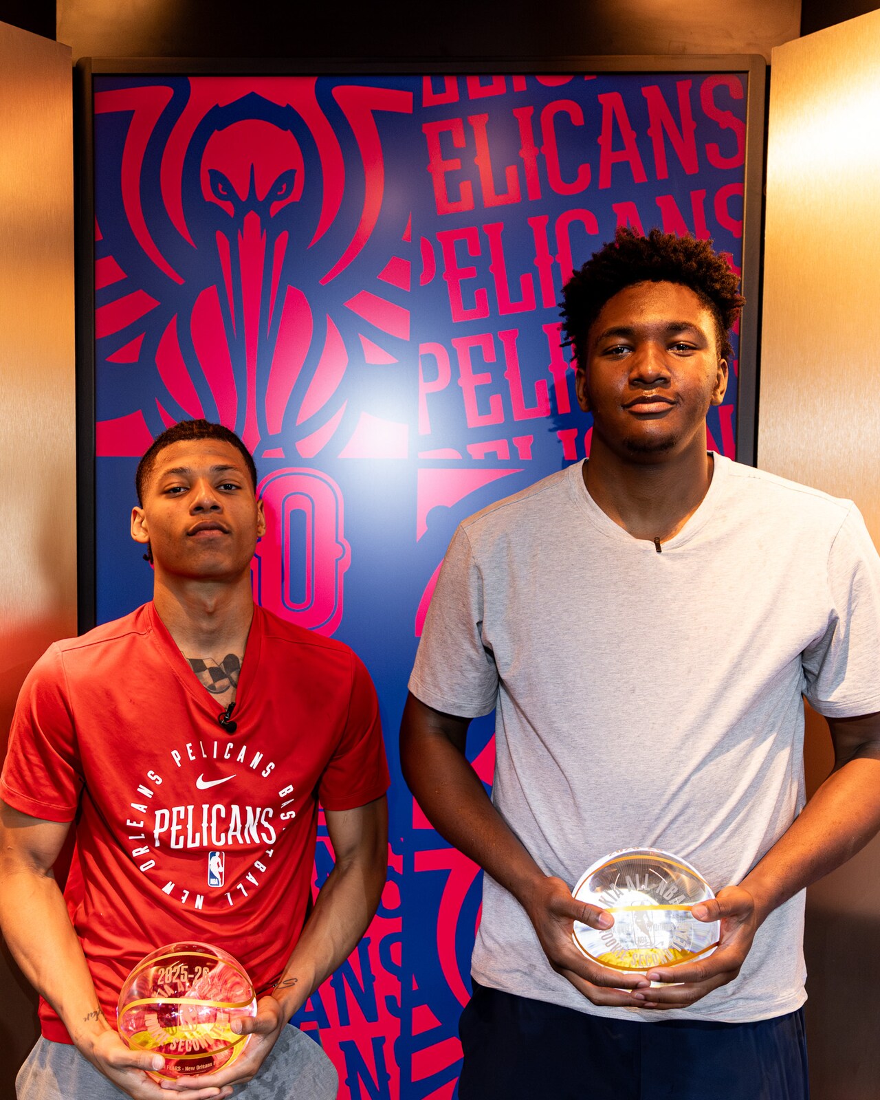 Photos: Derik Queen, Jeremiah Fears receive All-NBA Rookie Second Team ...