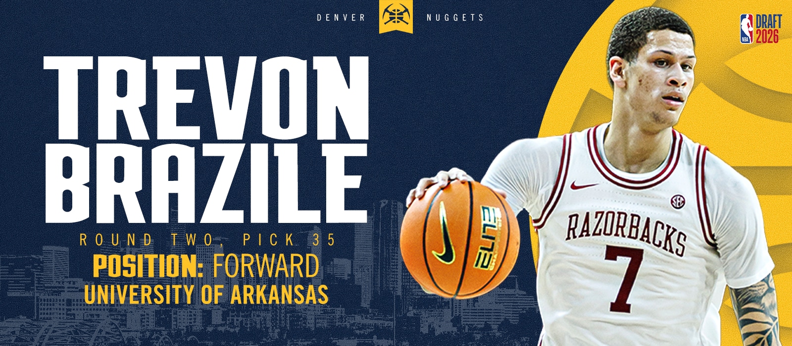 Nuggets select Trevon Brazile with 35th pick in 2026 NBA Draft