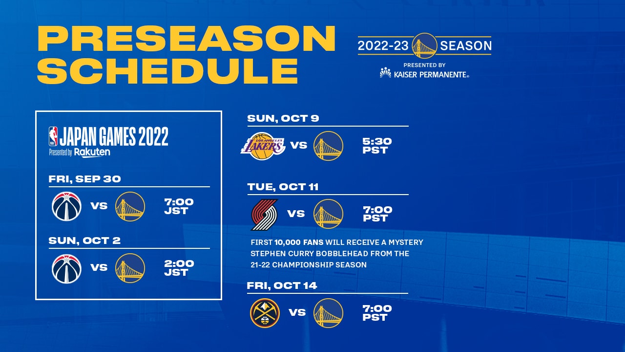 Warriors Announce 2022 Preseason Schedule NBA