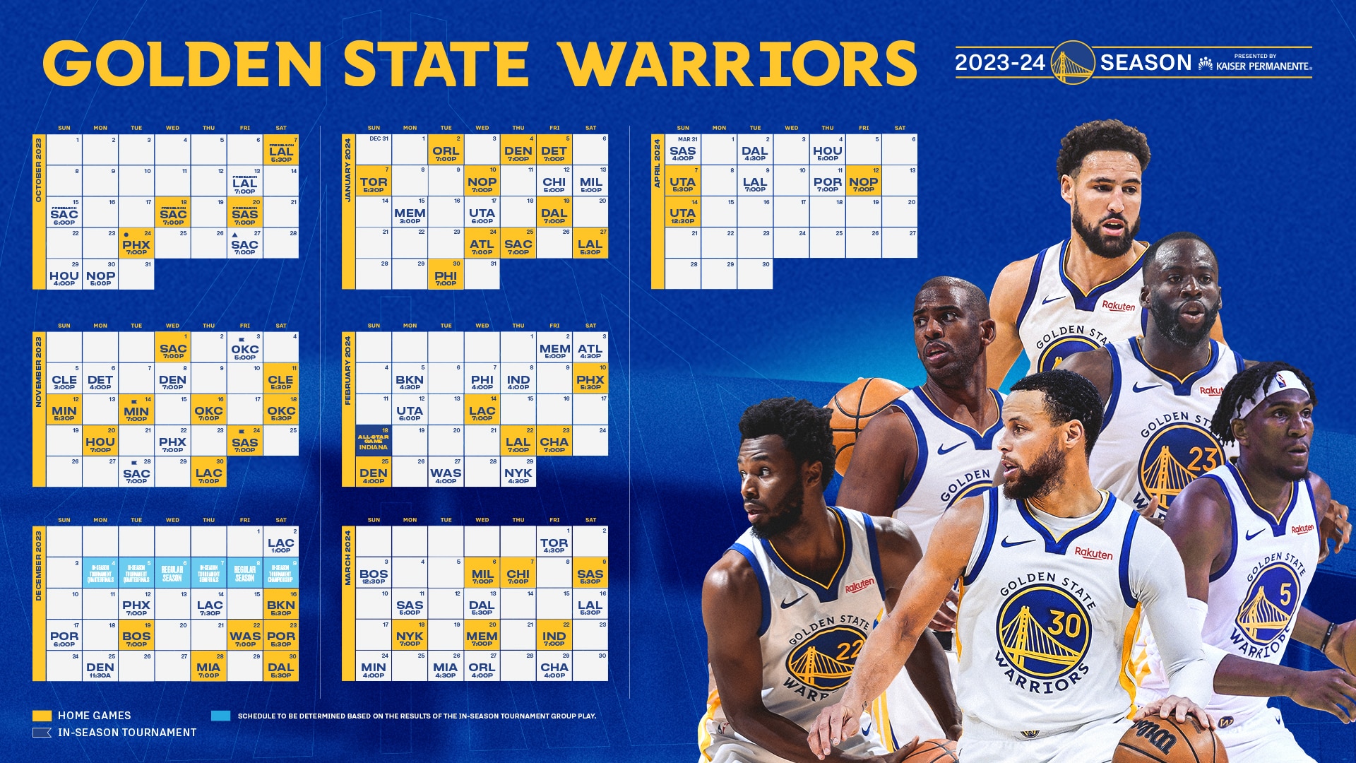 Golden State Warriors Schedule 2024 Printable Mady Sophey