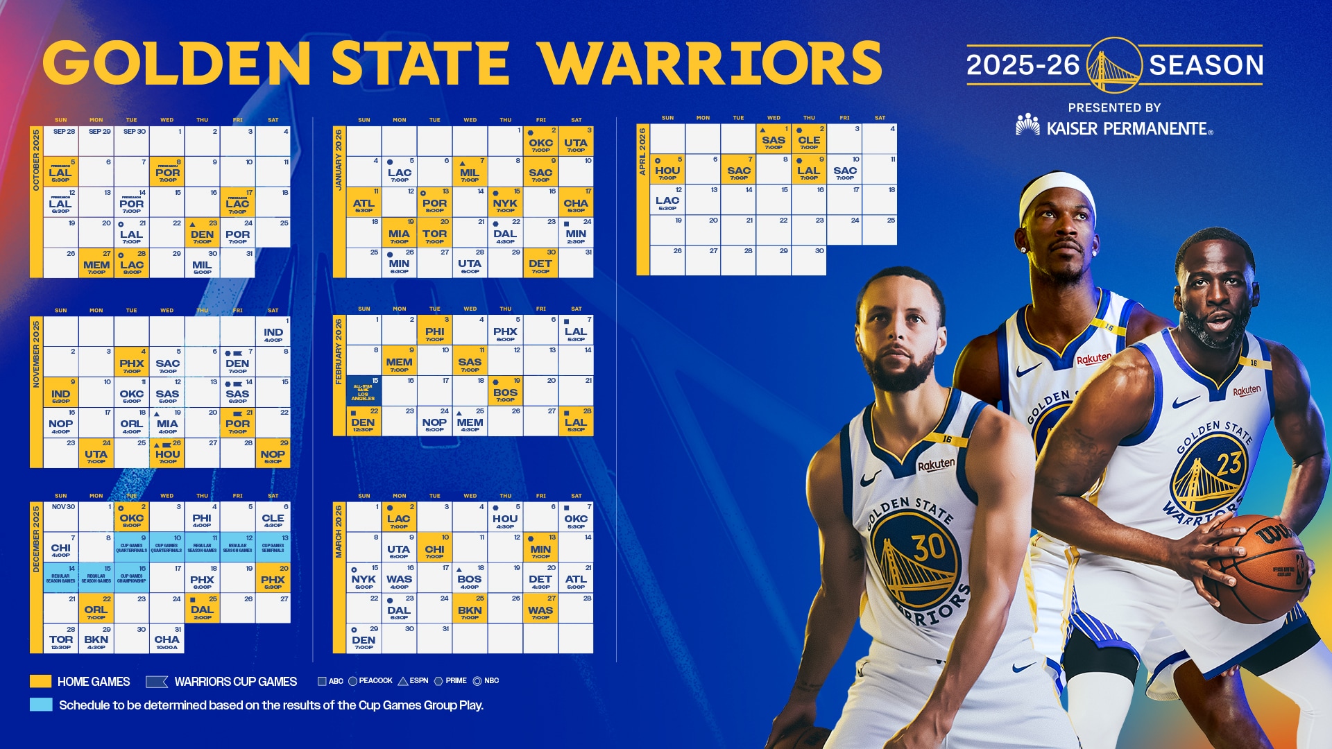 Warriors Fan Guide 2025 26 Schedule GSW DIG 20250811 Full Schedule Wallpaper GFX 1920x1080
