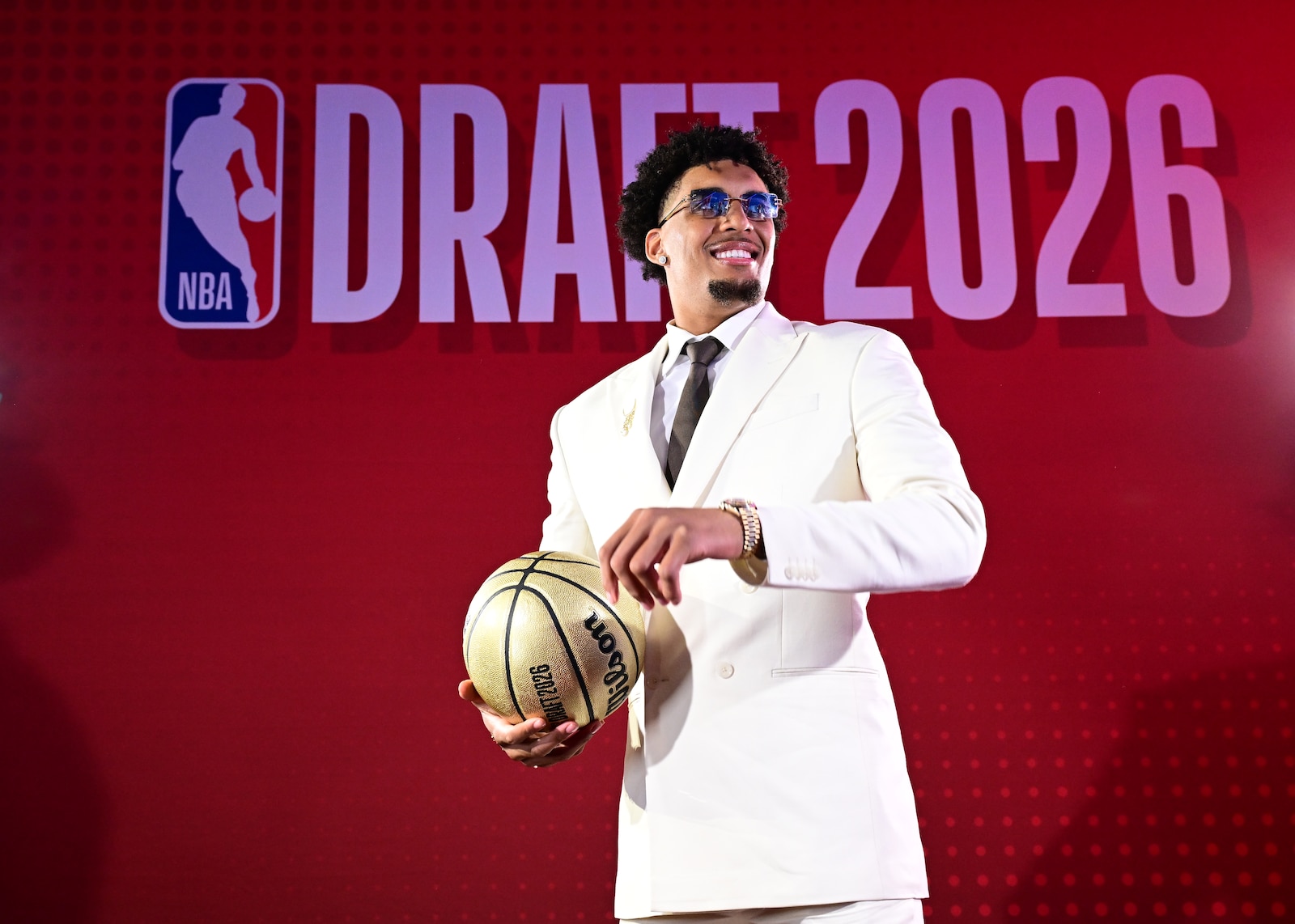 Slideshow-image: BROOKLYN, NY - JUNE 23: Yaxel Lendeborg poses for a photo during the 2026 NBA Draft - Round One on June 23 , 2026 at Barclays Center in Brooklyn, N...