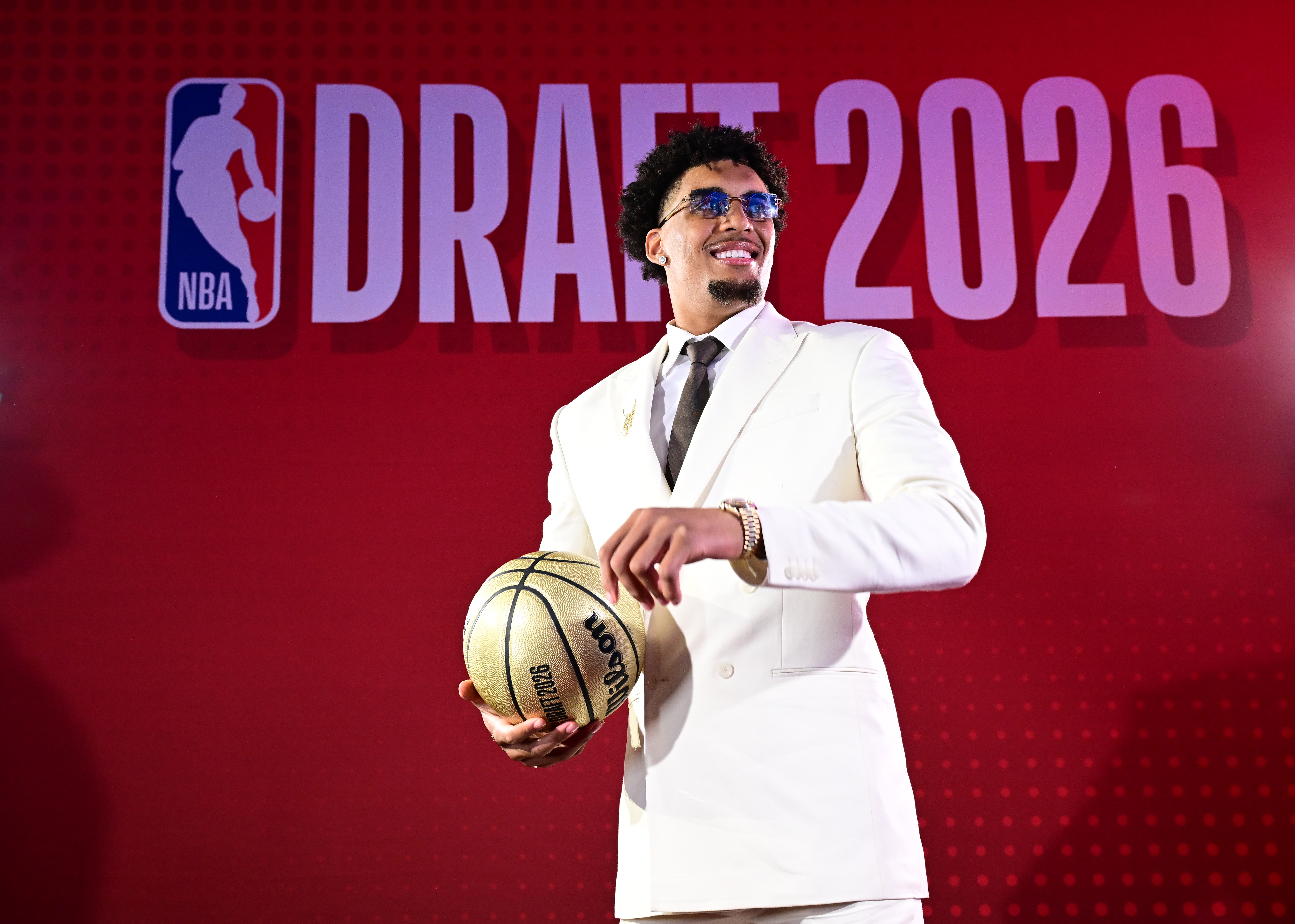 Slideshow-image: BROOKLYN, NY - JUNE 23: Yaxel Lendeborg poses for a photo during the 2026 NBA Draft - Round One on June 23 , 2026 at Barclays Center in Brooklyn, N...