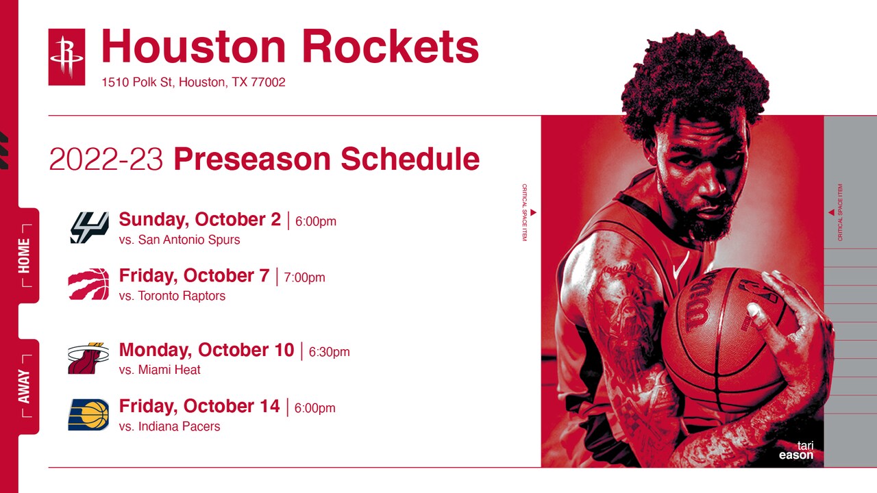 Rockets Announce 2022 Preseason Schedule | Houston Rockets