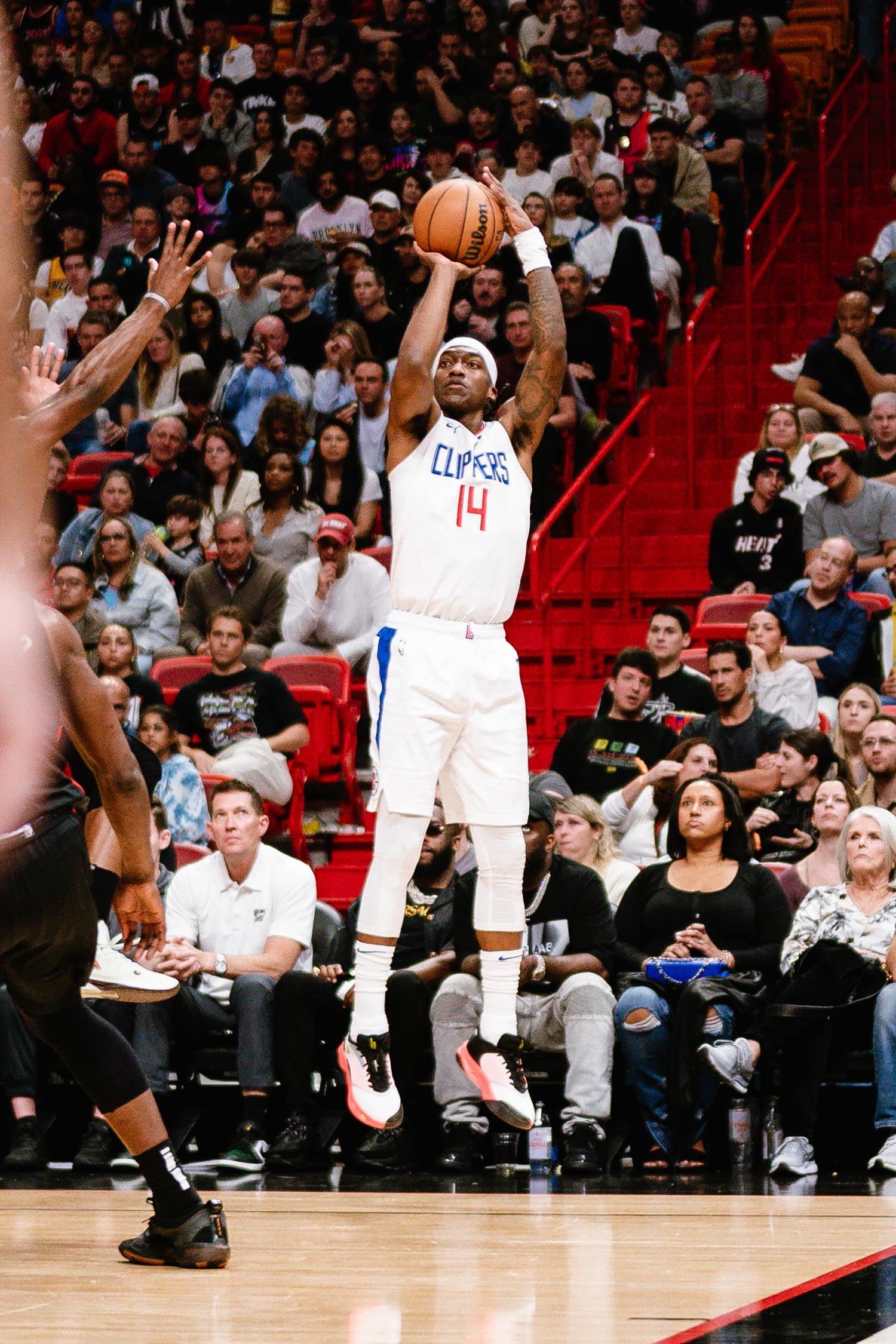 Slideshow-image: February 4, 2024 - Clippers vs Heat at Kaseya Arena, Miami, FL....