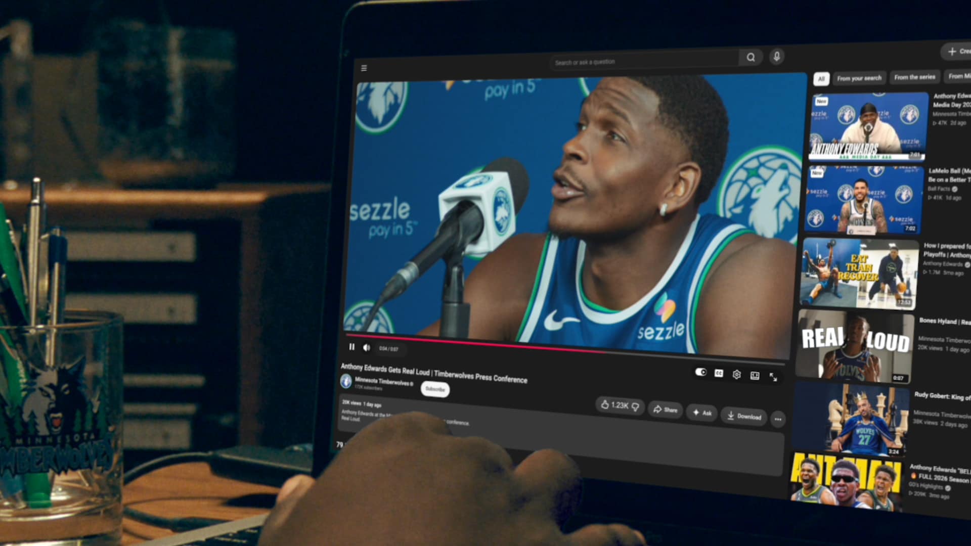 A frame from the Minnesota Timberwolves Real Loud campaign video