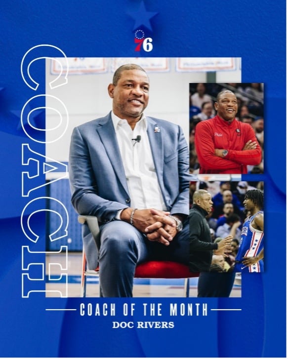 Doc Rivers Named March-April 2023 Coach of the Month | Philadelphia 76ers