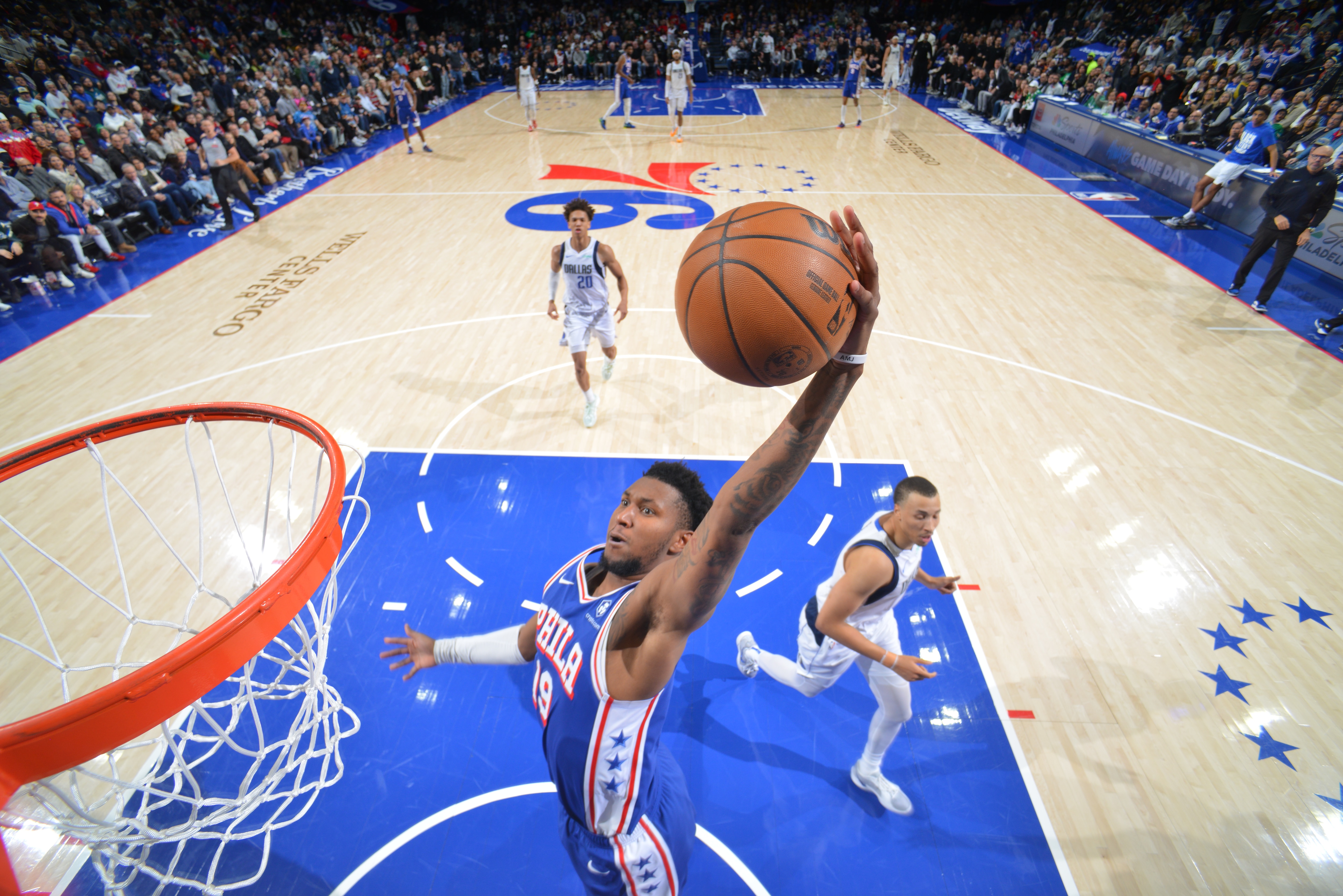 Justin Edwards #19 of the Philadelphia 76ers dunks the ball