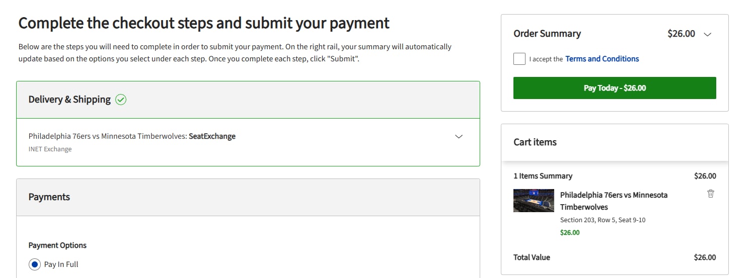 Screenshot: Checkout Process