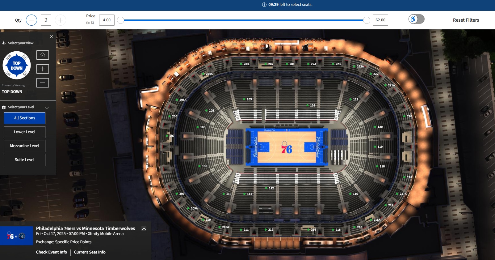 Screenshot: Seat location you would like to exchange for