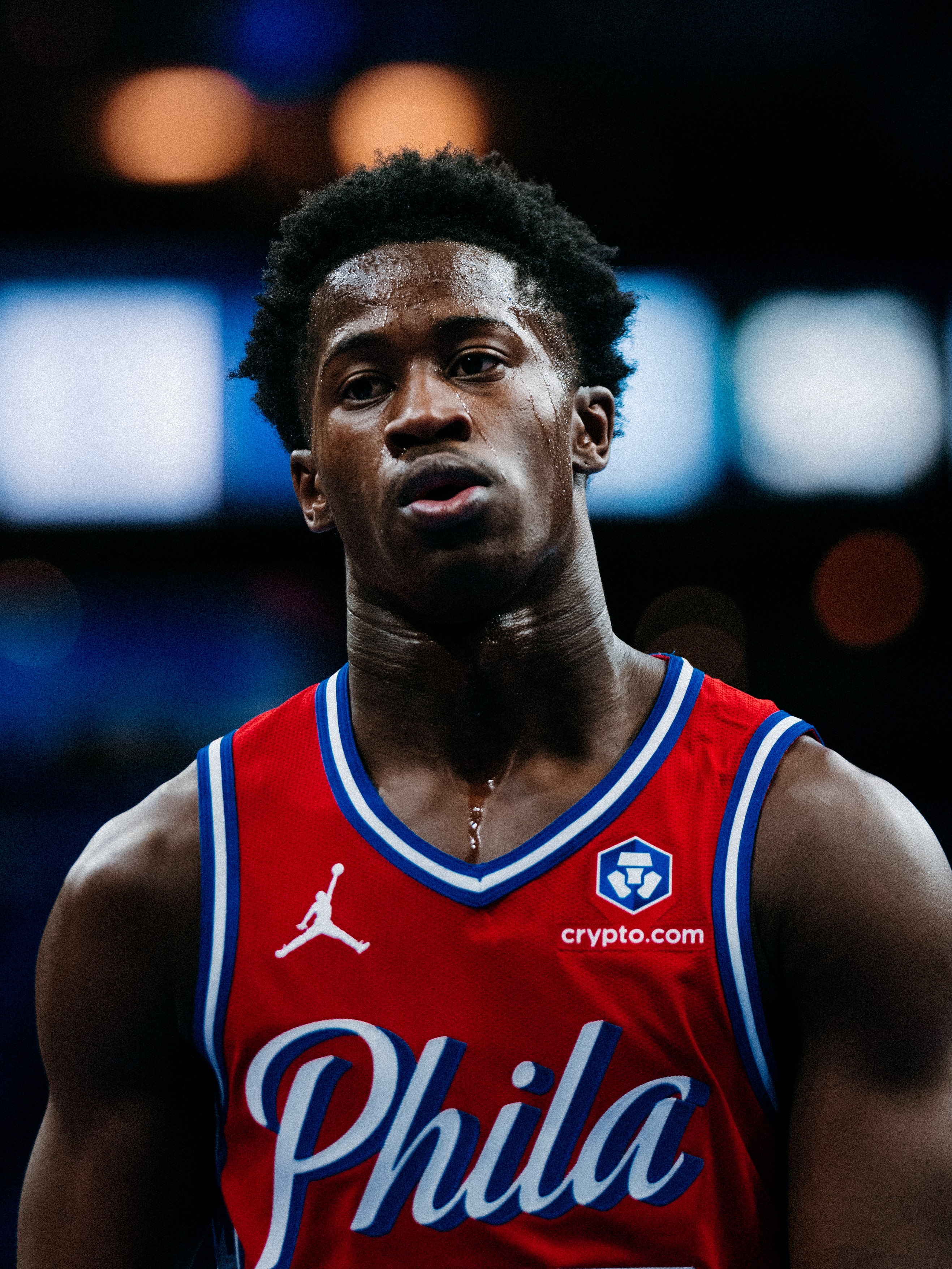 VJ Edgecombe #77 looks on during the game