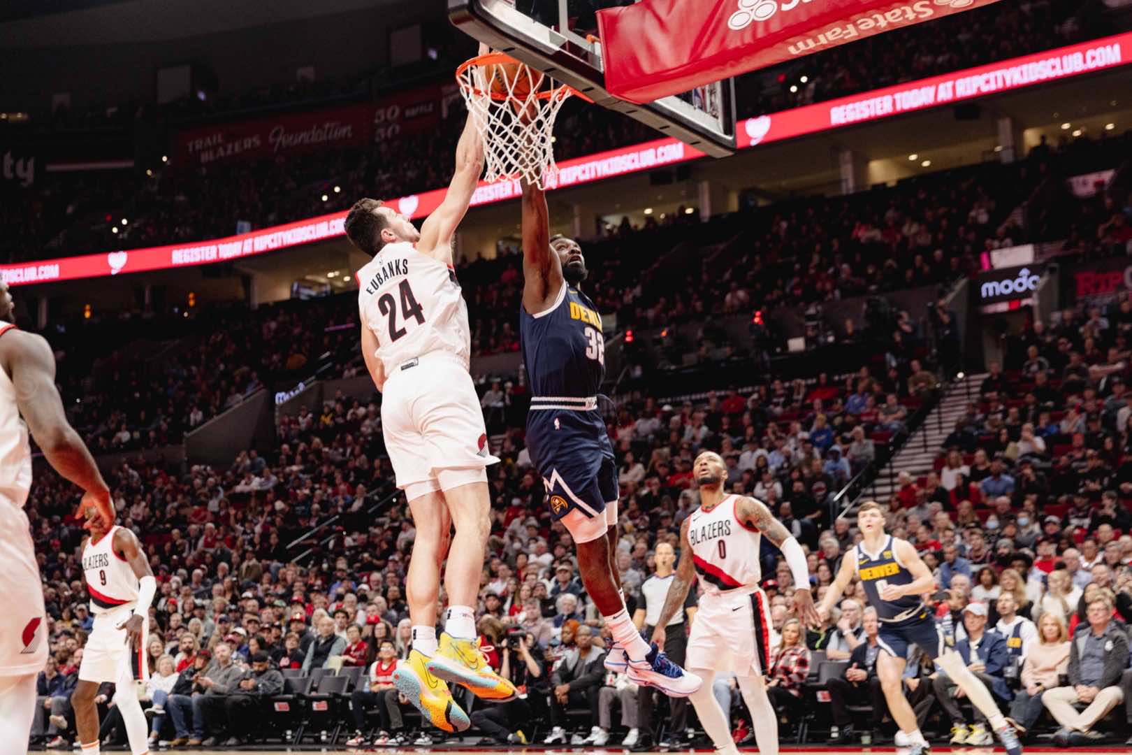 Slideshow-image: Trail Blazers face the Denver Nuggets on October 24, 2022. Bruce Ely / Trail Blazers...