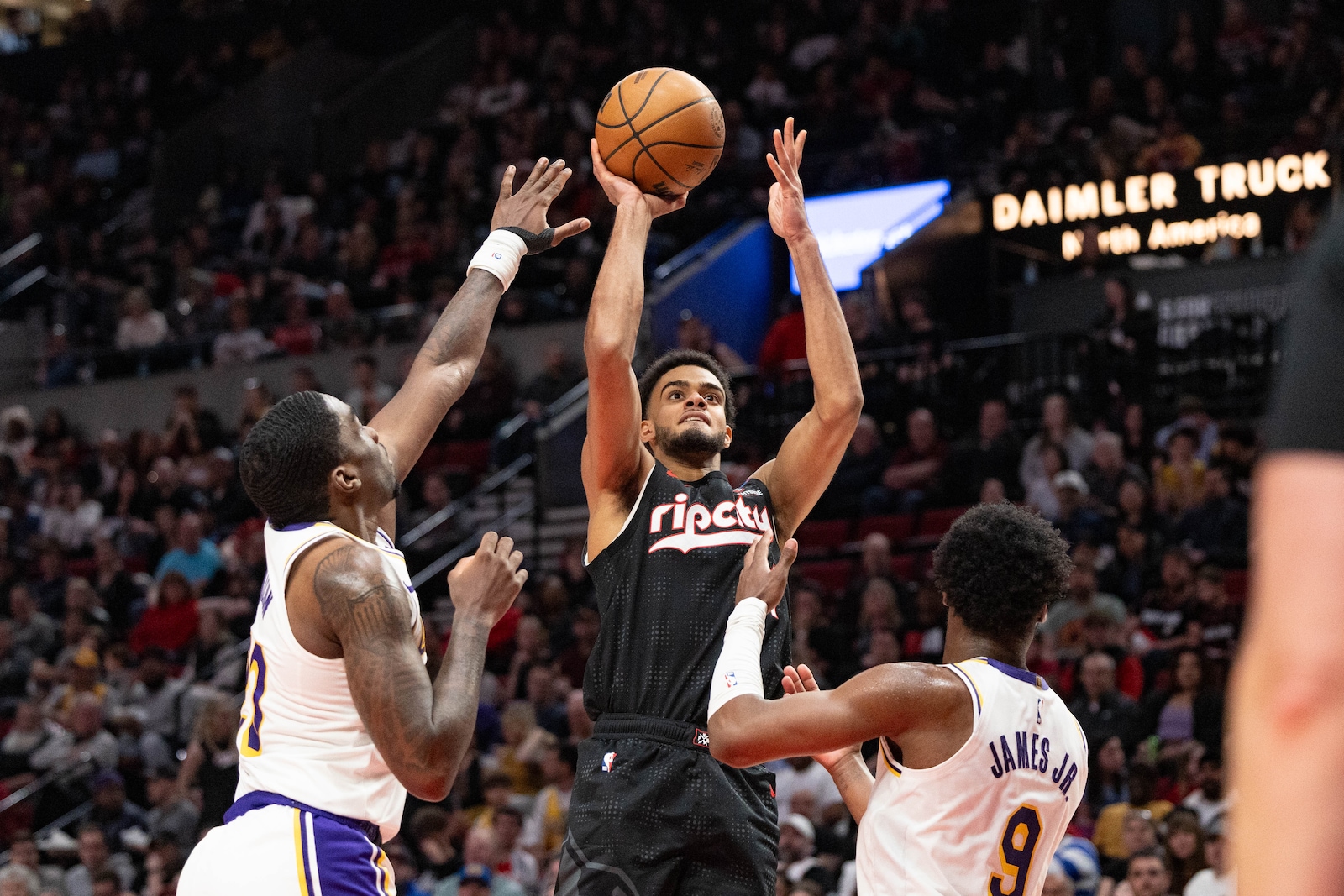 Trail Blazers face the Los Angeles Lakers on April 13, 2025. Bruce Ely / Trail Blazers