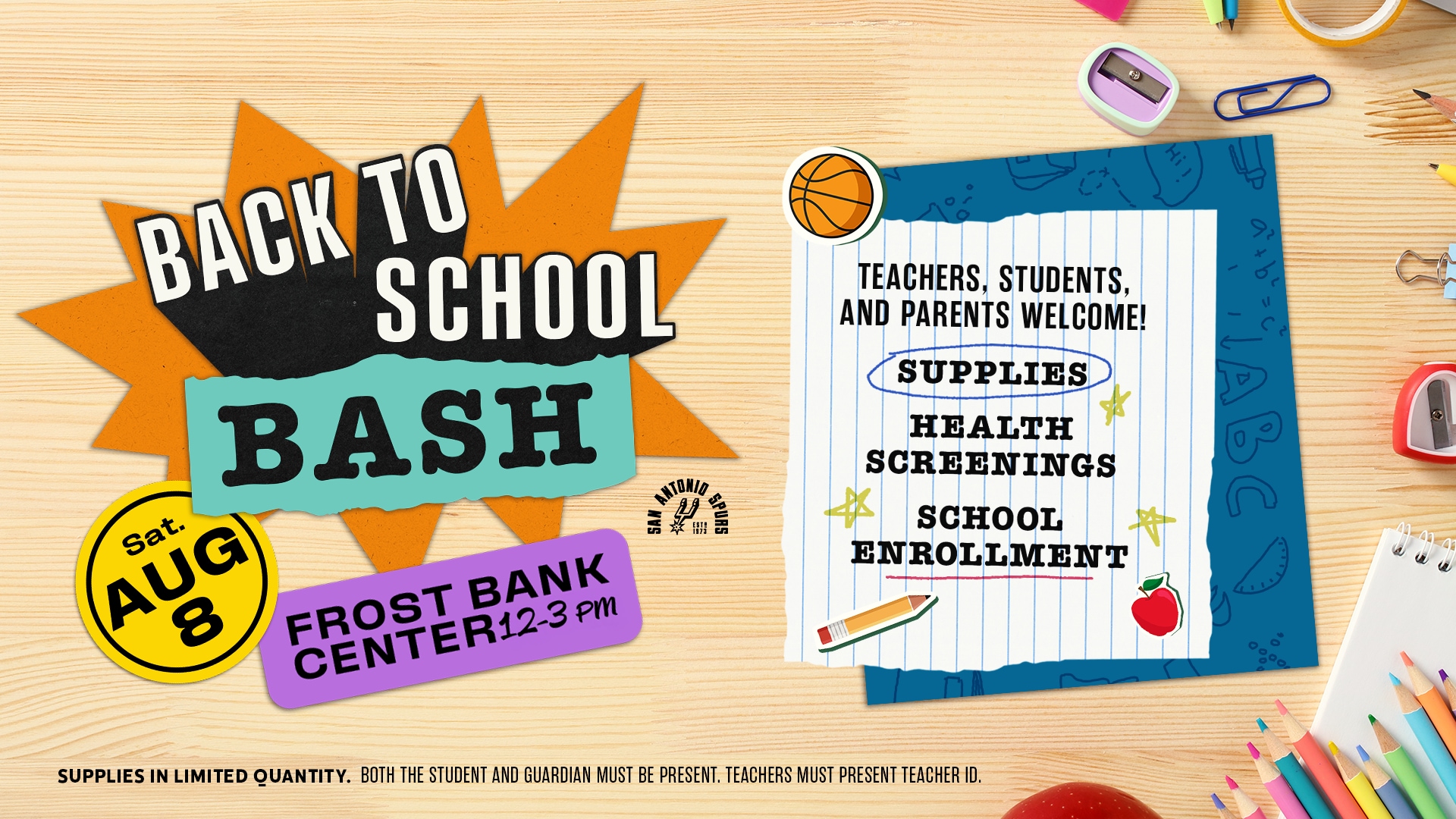 Spurs Sports and Entertainment Back to School Bash graphic