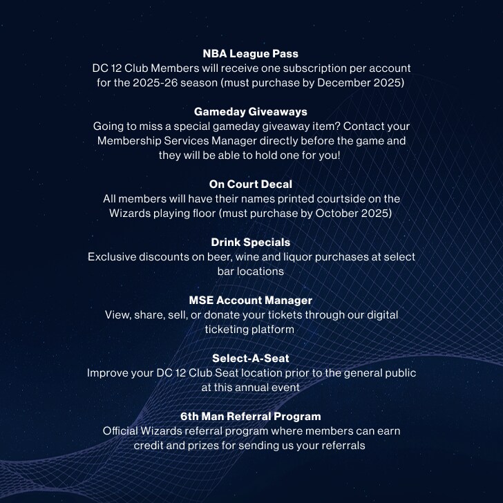 Washington Wizards 2025-26 Season Ticket Memberships