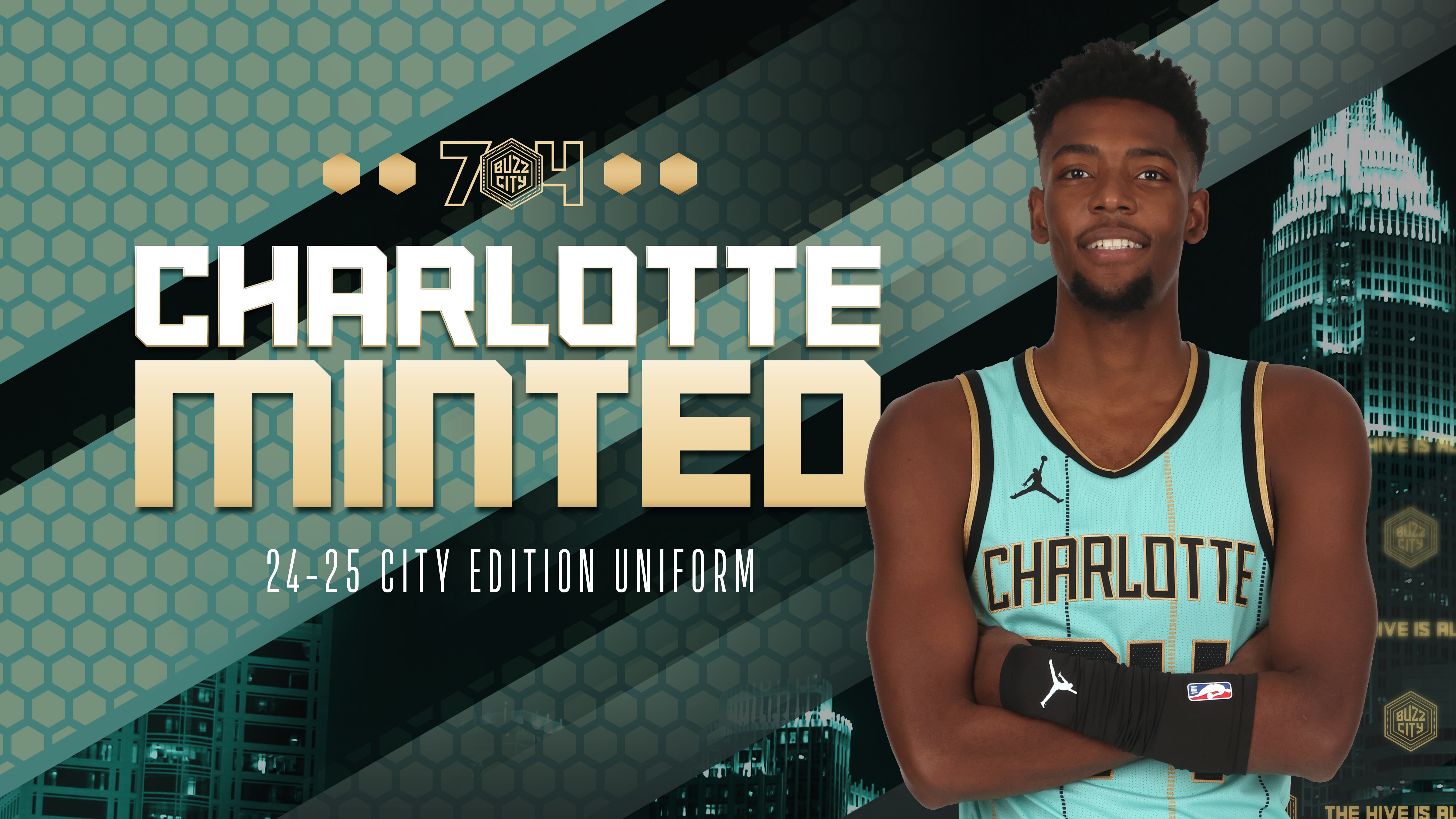 NBA HORNETS CHARLOTTE 25番 Champion ユニホーム Charlotte Hornets 2024-25 Jerseys